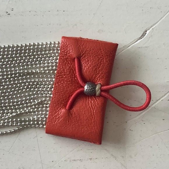 NWT Johnny Was Kenwyn Silver Multi Chain Bracelet w/ leather edges - Picture 5 of 5